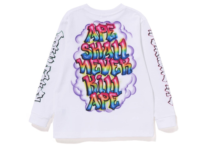 BAPE x Readymade Kids Spray L/S Tee White