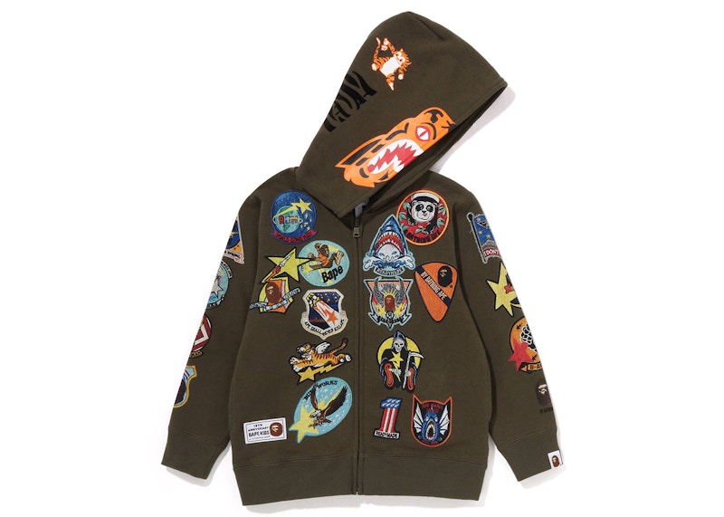BAPE x Readymade Kids Tiger Shark Zip Hoodie Khaki/Multi