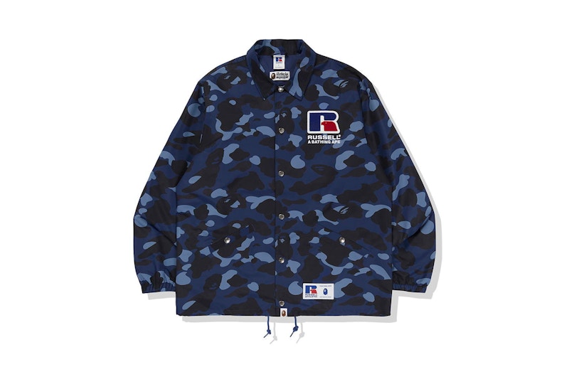 BAPE x Russell Color Camo College Coach Jacket Blue