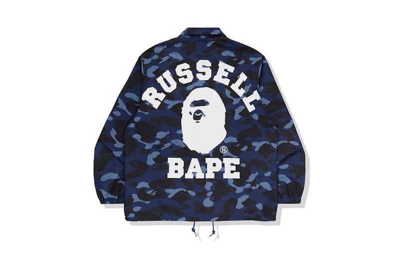 BAPE x Russell Color Camo College Coach Jacket Blue