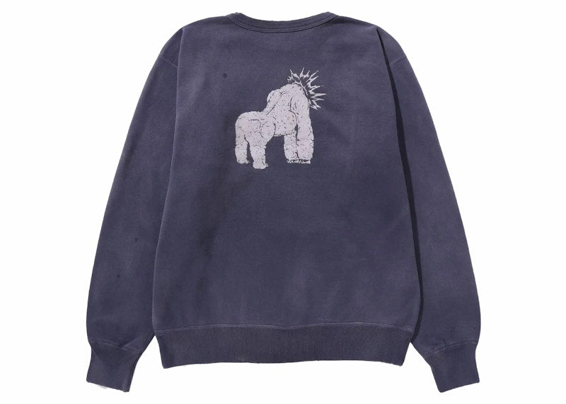 BAPE x Saint Mxxxxxx Gorilla Crewneck Blue