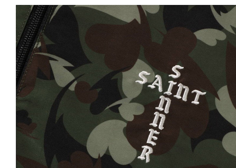 BAPE x Saint Mxxxxxx Heart Camo Track Jacket Olive
