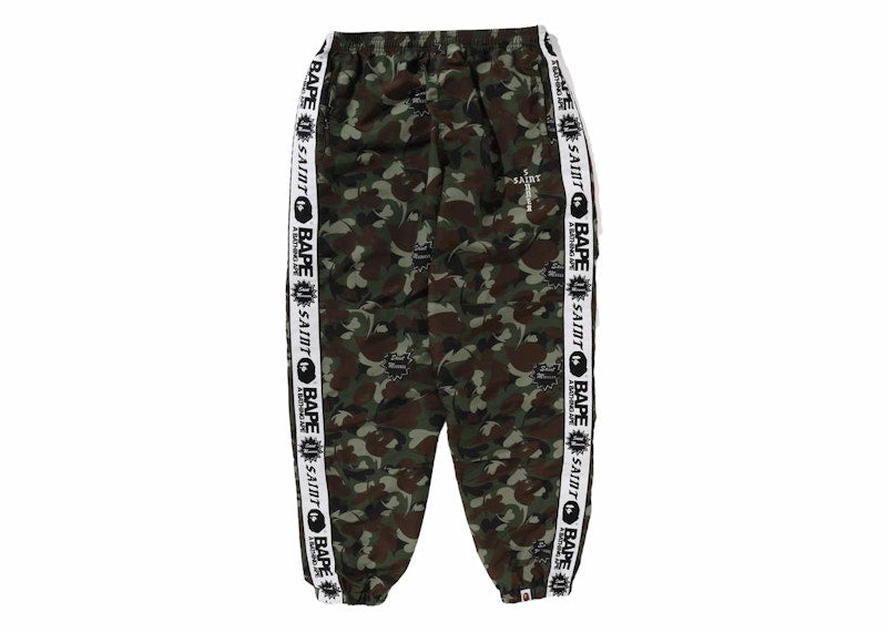 BAPE x Saint Mxxxxxx Heart Camo Track Pants Olive