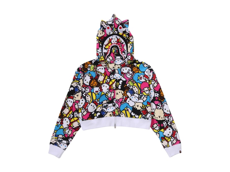BAPE x Sanrio Characters Cropped Baby Milo Shark Full Zip Hoodie Multicolor
