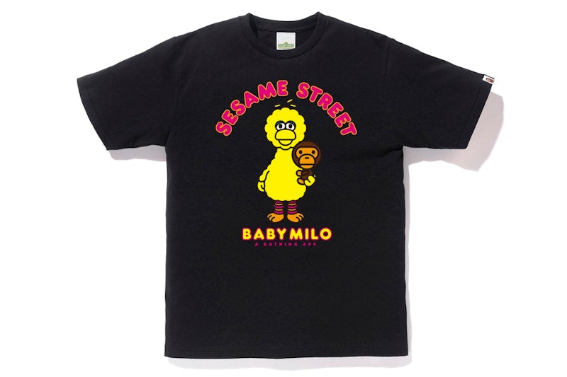BAPE x Sesame Street Milo & Big Bird Tee Black