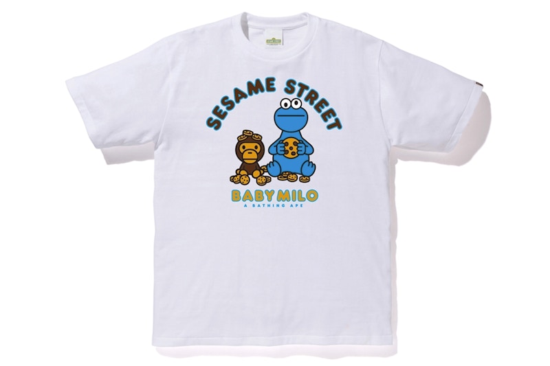 BAPE x Sesame Street Milo & Cookie Monster Tee White