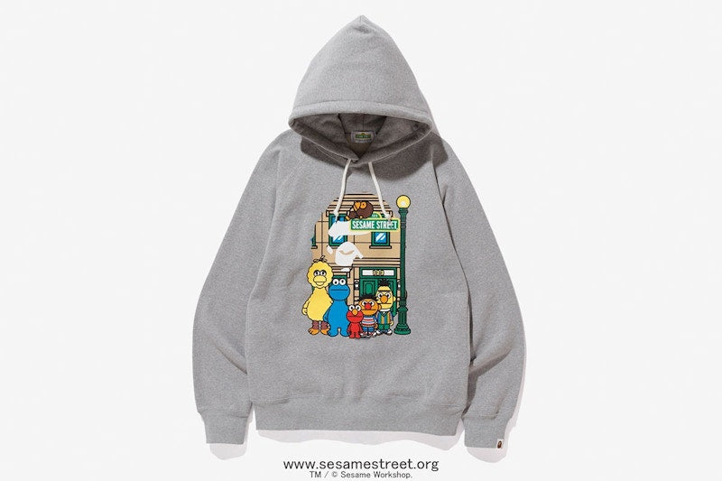 BAPE x Sesame Street Pullover Hoodie Grey