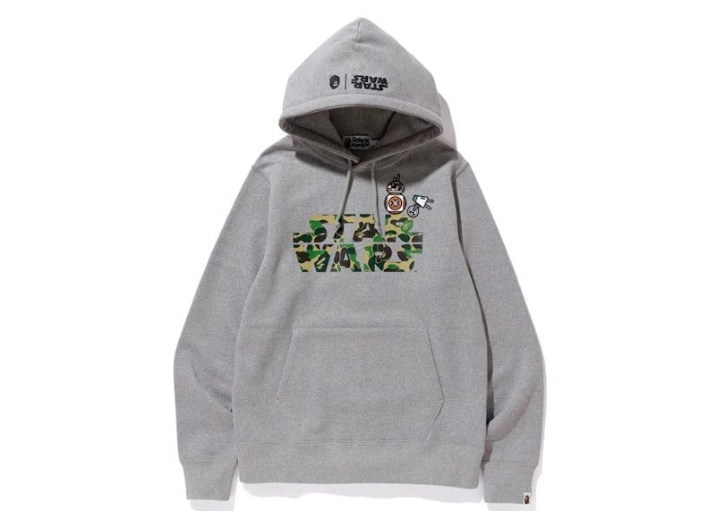 BAPE x Star Wars BB-8 & D-O Pullover Hoodie Grey