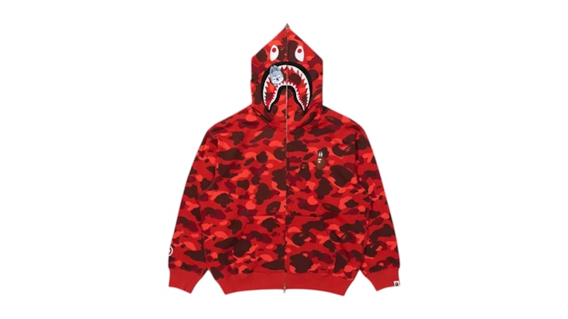 BAPE x Stray Kids Bang Chan Shark Full Zip Hoodie Red