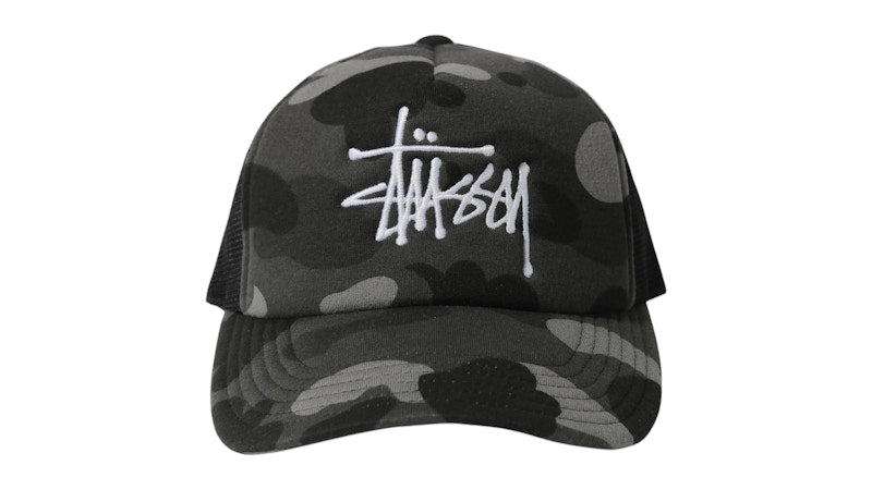BAPE x Stussy Trucker Cap Black
