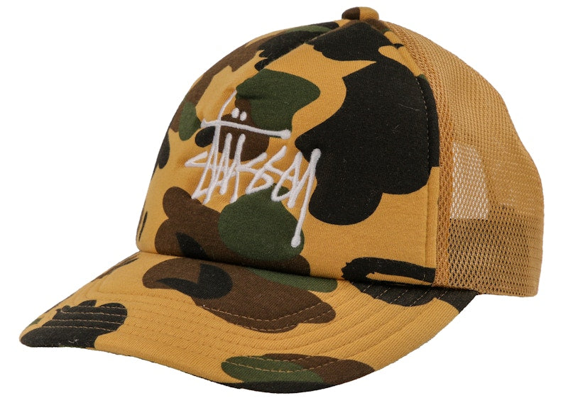 BAPE x Stussy Trucker Cap Yellow