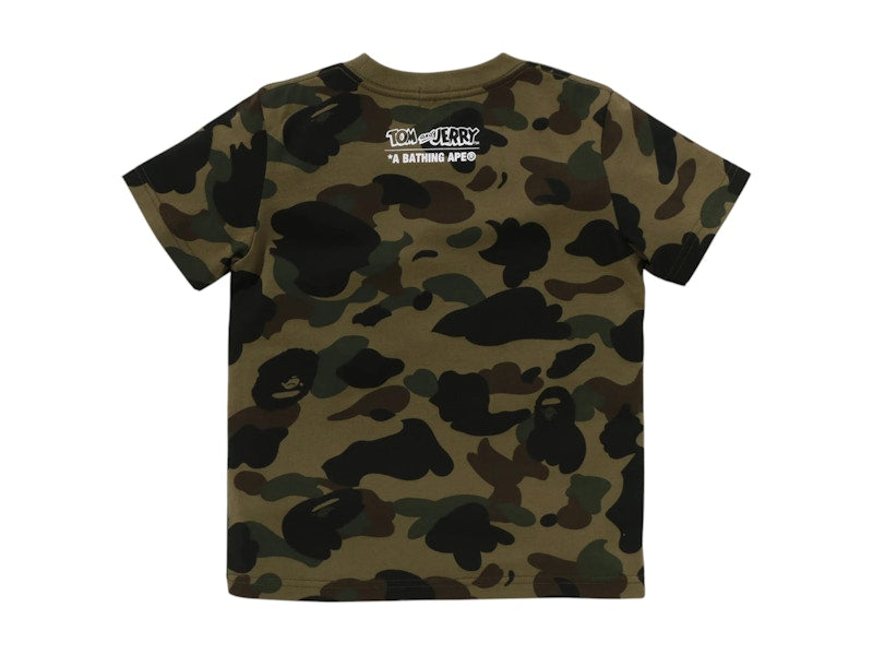 BAPE x Tom And Jerry Kids 85th 1st Camo Tee Green