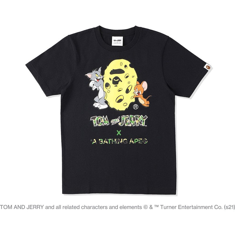 BAPE x Tom and Jerry Cheese Ape Head Kids Tee Black