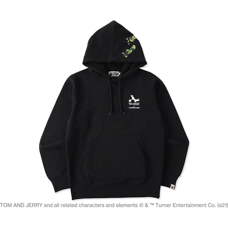 BAPE x Tom and Jerry Footprints Pullover Hoodie Black