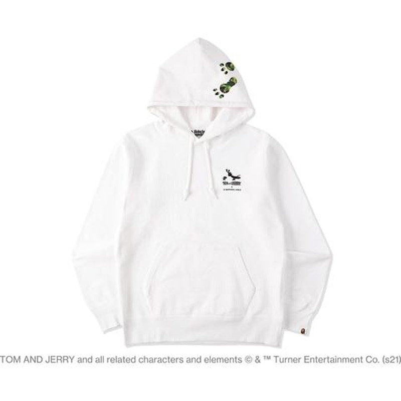 BAPE x Tom and Jerry Footprints Pullover Hoodie White