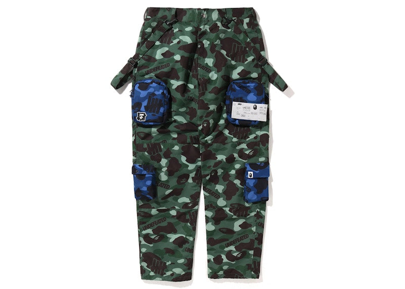 BAPE x Undefeated Camo Multi Pouch Pocket Pants Green Blue