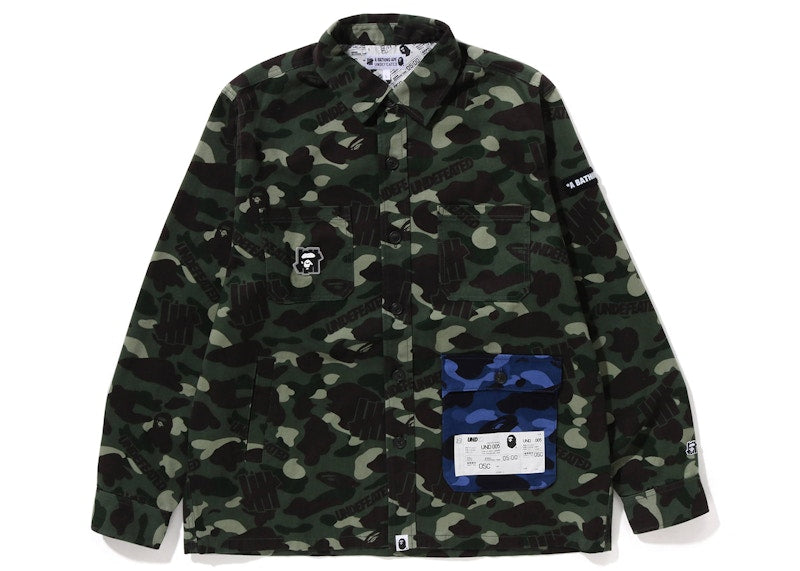 BAPE x Undefeated Color Camo Flannel Jacket Green Blue
