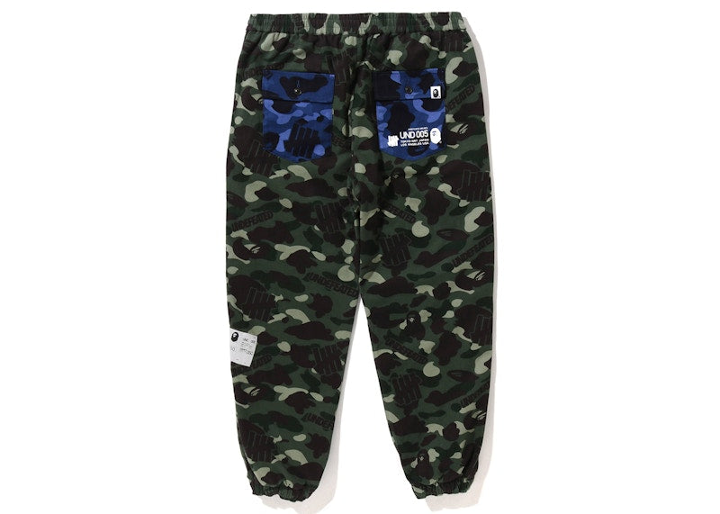 BAPE x Undefeated Color Camo Flannel Pants Green
