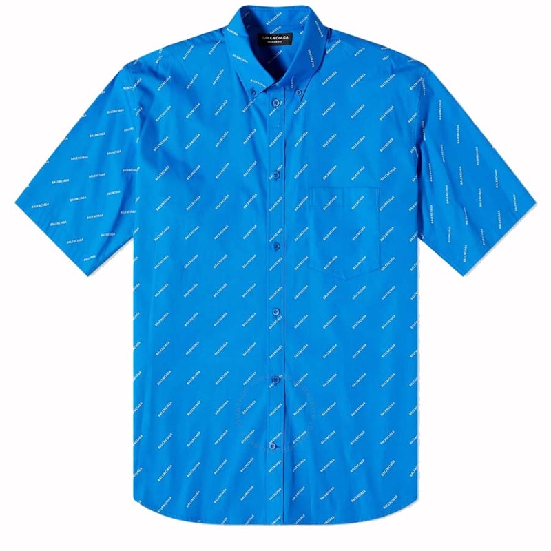 Balenciaga All-Over Logo S/S Shirt Blue