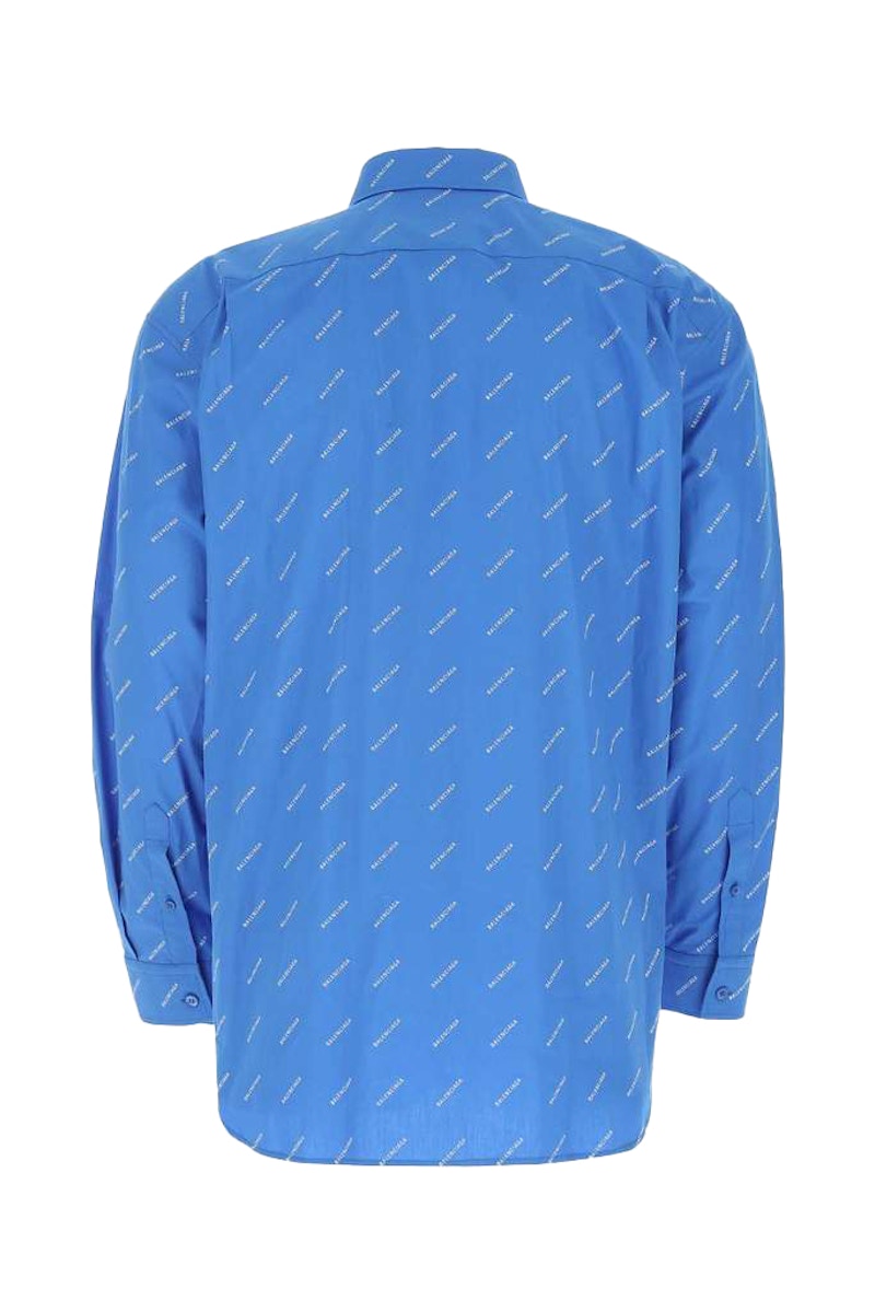 Balenciaga All Over Logo Shirt Blue White