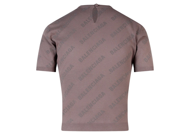 Balenciaga All-Over Logo T-Shirt Beige