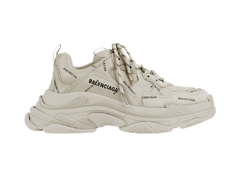 Balenciaga All Over Logo Triple S Beige (Women's)