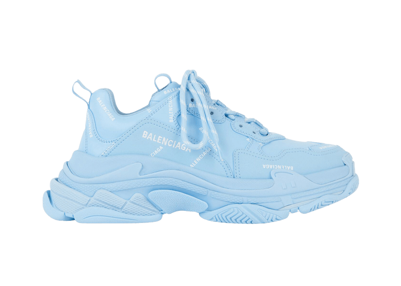 Balenciaga All Over Logo Triple S Blue Grey Black