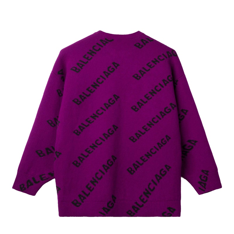 Balenciaga Allover Logo Sweater Fuchsia/Black