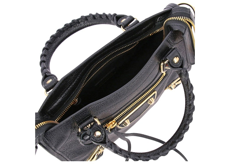 Balenciaga Arena City Top Handle Bag Metallic Edge Black