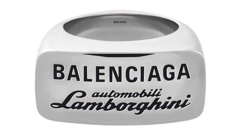 Balenciaga Automobil Lamborghini Signet Ring Ring Shiny Silver