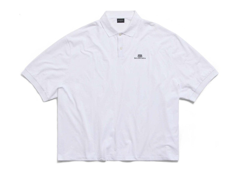 Balenciaga BB Classic Polo Shirt Oversized for Men White