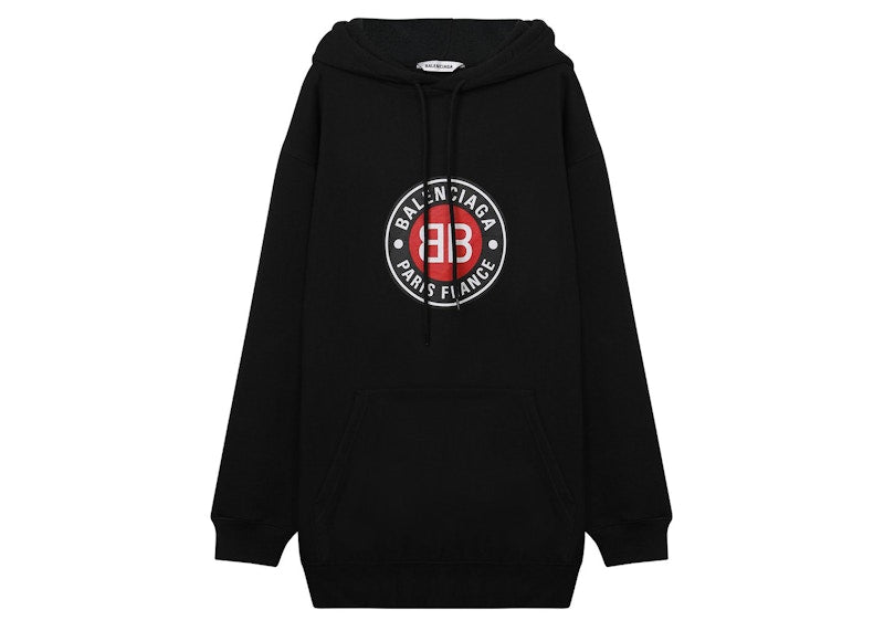 Balenciaga BB Logo Print Hoodie Black