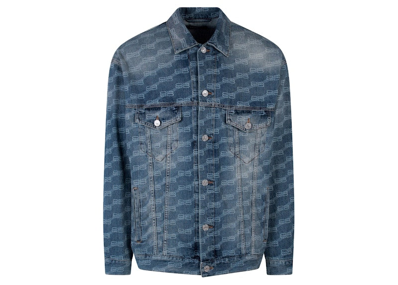 Balenciaga BB Monogram Denim Jacket Blue
