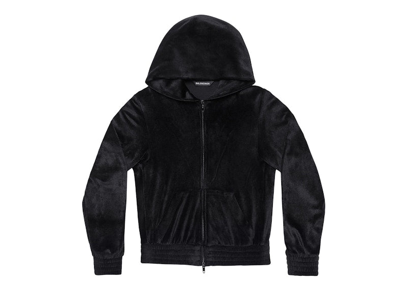Balenciaga BB Paris Strass Zip-Up Fitted Hoodie Black