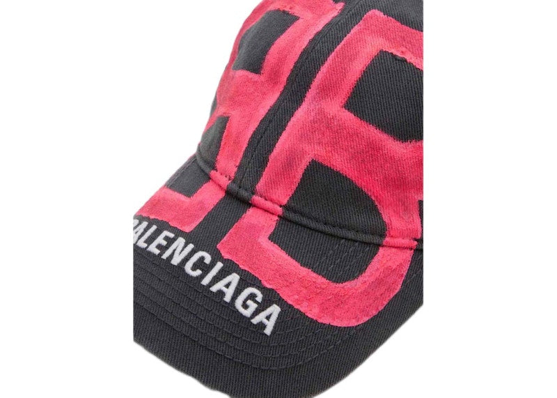 Balenciaga BB Sprayed Cap Baseball Cap Grey Pink