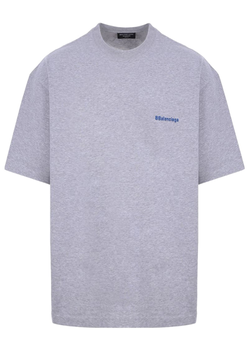 Balenciaga BB Text Logo Print Oversized T-shirt Grey/Blue