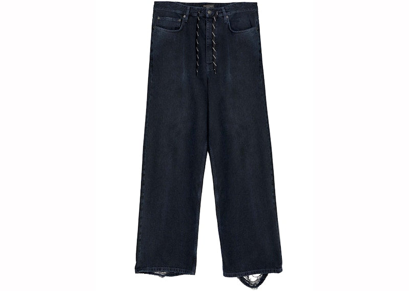 Balenciaga Baggy Drawsting Jeans Blue Denim