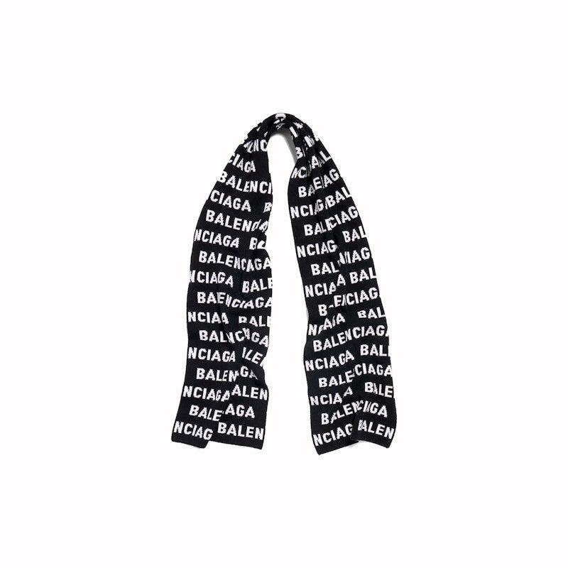 Balenciaga Bal Horizontal Allover Scarf Black