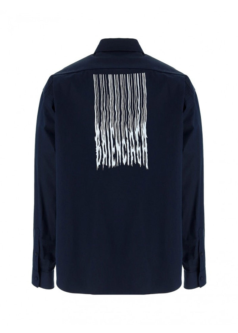 Balenciaga Barcode Logo Shirt Navy/White