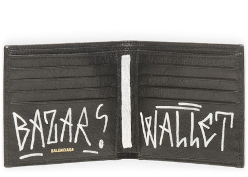 Balenciaga Bazar Square Wallet Graffiti Black/White