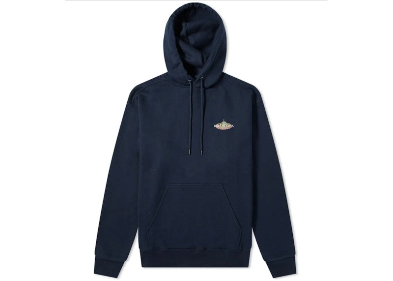 Balenciaga Bonjour Logo Popover Hoodie Navy