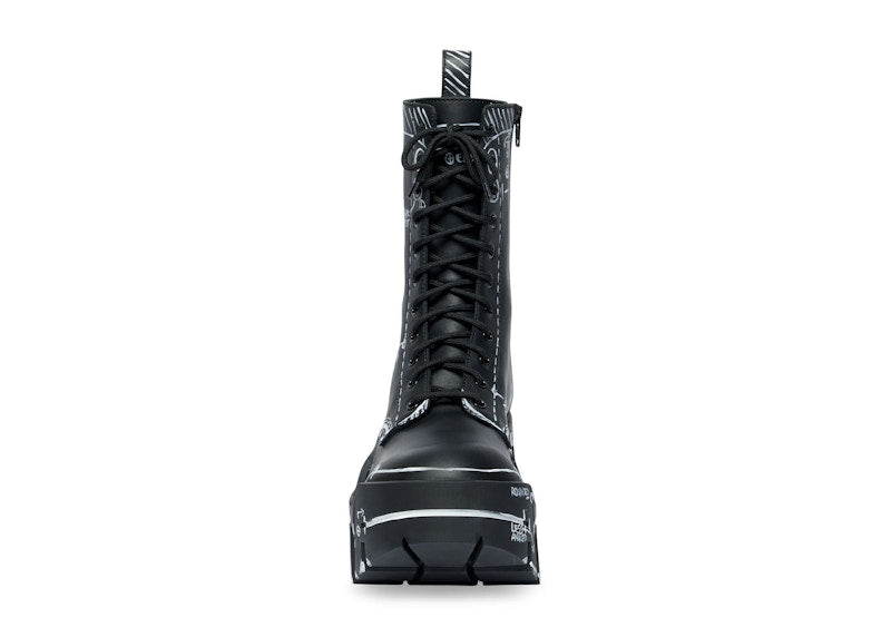 Balenciaga Bulldozer Laceup Boot Black Outline Calfskin
