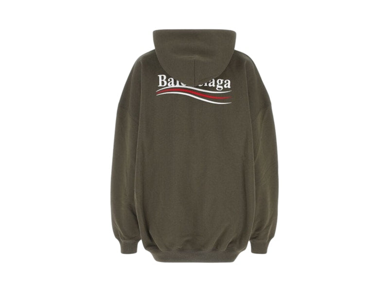 Balenciaga Campaign Logo Embroidered Oversized Hoodie Military Green