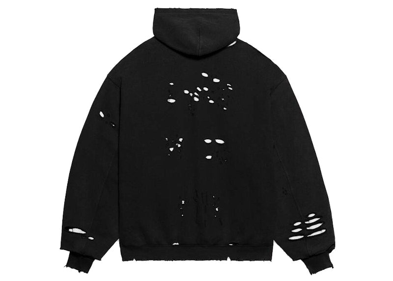 Balenciaga Caps Destroyed Hoodie Black/White
