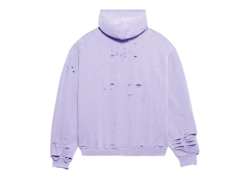 Balenciaga Caps Destroyed Oversize Fit Hoodie Light Purple/White