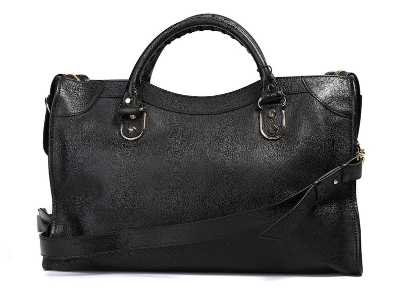 Balenciaga Classic Metallic Edge City Shoulder Bag Black