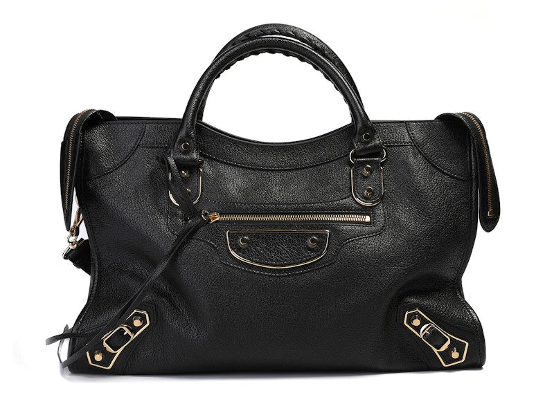 Balenciaga Classic Metallic Edge City Shoulder Bag Black