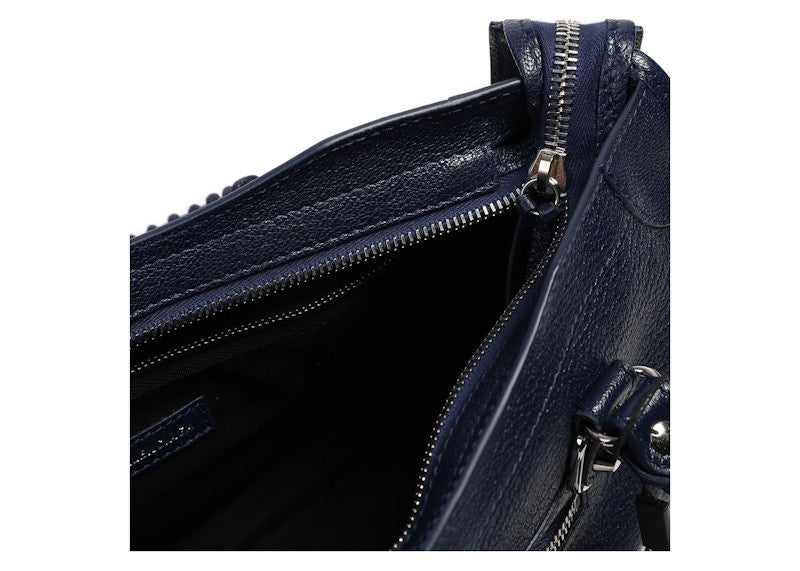 Balenciaga Classic Metallic Edge City Shoulder Bag Small Navy