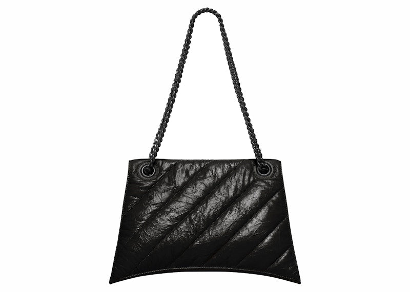 Balenciaga Crush Medium Chain Quilted Bag Black