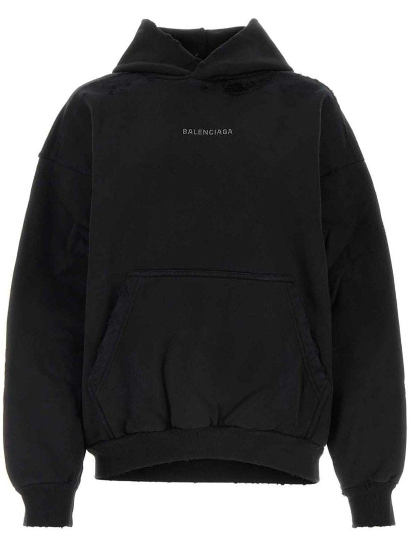 Balenciaga Crystal Logo Hoodie Faded Black